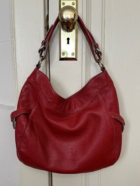 Red Leather Furla Shoulder Bag